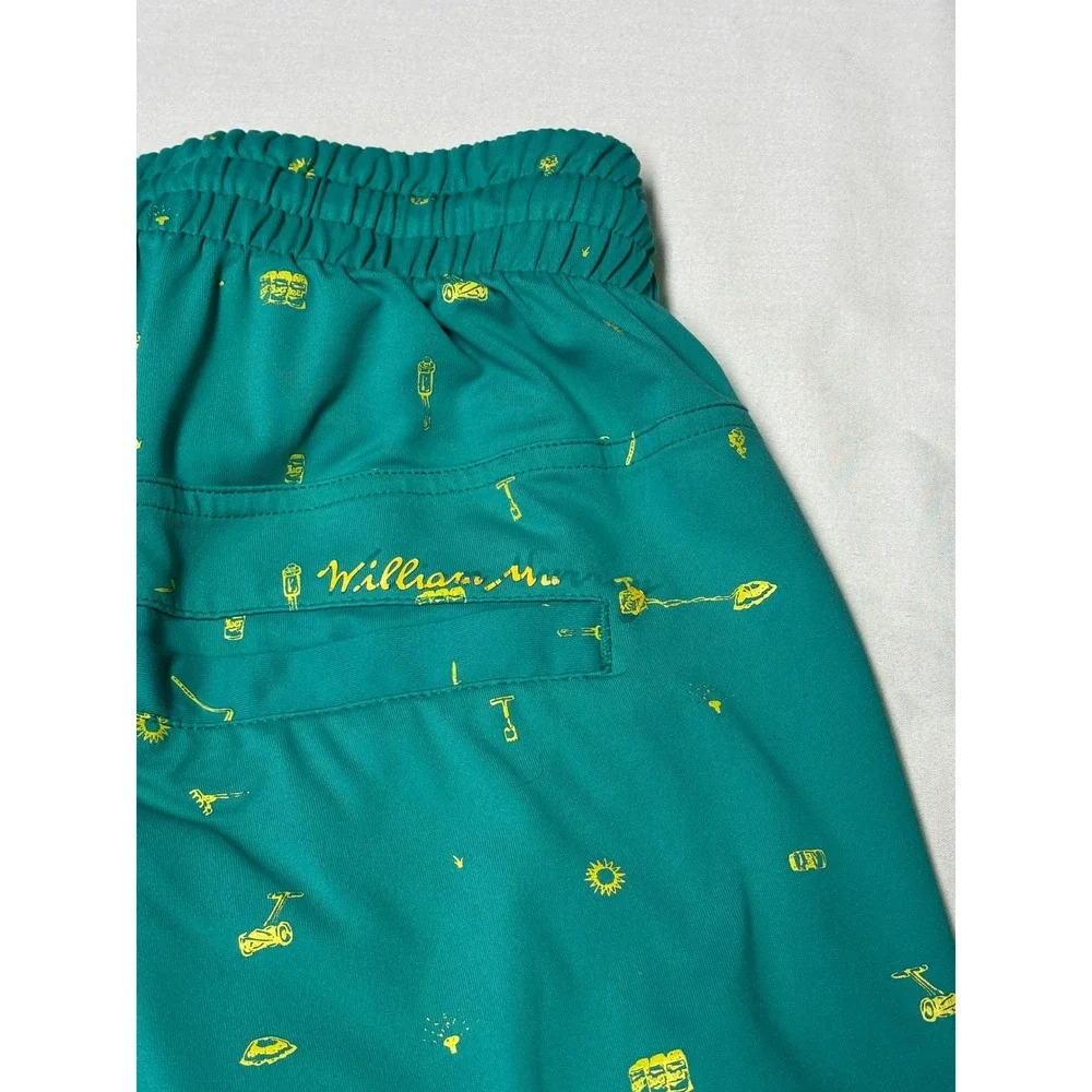 William Murray Golf Shorts Mens Large Teal Novelty Print Drawstring W32xL8‎
